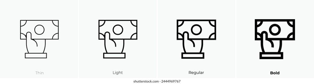 banknote icon. Thin, Light Regular And Bold style design isolated on white background