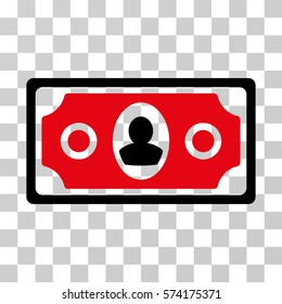 Banknote icon. Vector illustration style is flat iconic bicolor symbol, intensive red and black colors, transparent background. Designed for web and software interfaces.