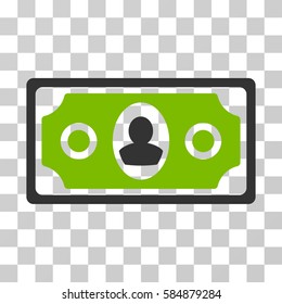Banknote icon. Vector illustration style is flat iconic bicolor symbol, eco green and gray colors, transparent background. Designed for web and software interfaces.