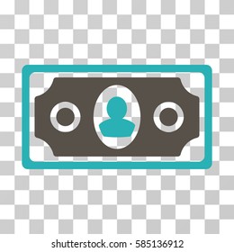 Banknote icon. Vector illustration style is flat iconic bicolor symbol, grey and cyan colors, transparent background. Designed for web and software interfaces.