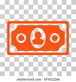 Banknote icon. Vector illustration style is flat iconic symbol, orange color, transparent background. Designed for web and software interfaces.