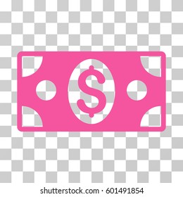 Banknote icon. Vector illustration style is flat iconic symbol, pink color, transparent background. Designed for web and software interfaces.