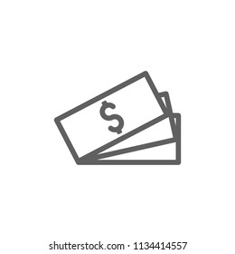 Banknote icon vector in thin line style isolated