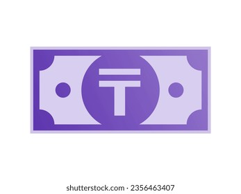 Banknote with Kazakhstani Tenge Sign. Kazakhstan money symbol. Payment, Saving, finance, Business concept. Flat vector currency illustration.