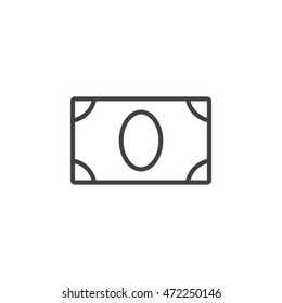 banknote line icon, money outline vector logo illustration, linear pictogram isolated on white