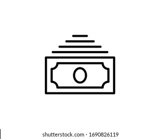 Icono de línea de billetes. Símbolo vectorial en estilo plano y moderno sobre fondo blanco. Canto web para diseño.