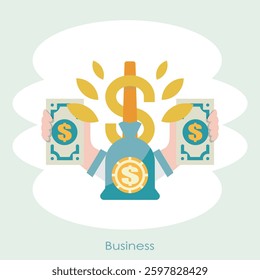 Banknote. Money bag flat illustration
