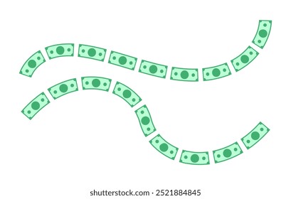 Línea trenzada del dinero del billete, moneda de papel de la raya, billete, línea del dinero del dólar