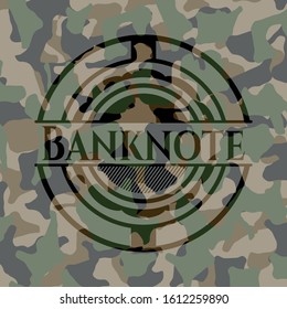 Banknote on camouflage texture. Vector Illustration. Detailed.