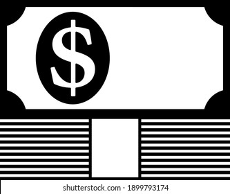Banknote auf dem Symbol "Geldstapel". Black Glyph Design. Vektorgrafik.