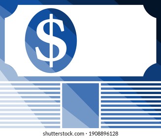 Banknote On Top Of Money Stack Icon. Flat Color Ladder Design. Vector Illustration.