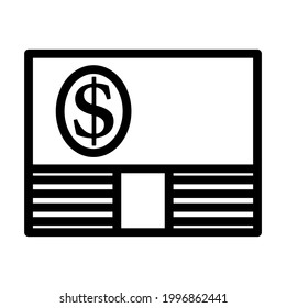 Banknote auf dem Symbol "Geldstapel". Feines Rahmendesign mit bearbeitbarer Hubbreite. Vektorgrafik.