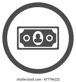 Banknote rounded icon. Vector illustration style is flat iconic symbol, gray color, white background.