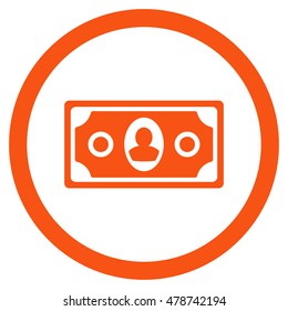 Banknote rounded icon. Vector illustration style is flat iconic symbol, orange color, white background.