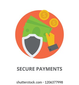 
banknote with shield symbolising secure payment 

