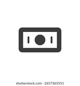 Nota, ícone sólido. Moeda em papel ou transação financeira.