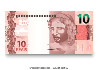 Billete de diez dólares brasileños. Verdadero brasileño. Ilustración vectorial.