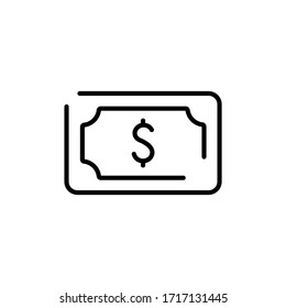 Banknote thin icon in trendy flat style isolated on white background. Symbol for your web site design, logo, app, UI. Vector illustration, EPS