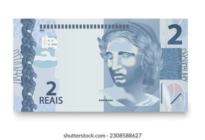 Banknote of two Brazilian money. Brazilian real. Vector illustration. svg