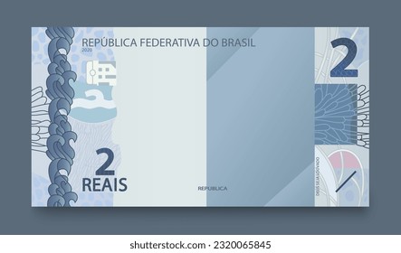 Billete de dos dineros brasileños. Verdadero brasileño. Ilustración vectorial.