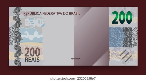 Banknote of two hundred Brazilian money. Brazilian real. Vector illustration.