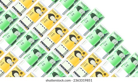 banknote vector design collection. Korean currency, won. one thousand won to fifty thousand won. suitable for your work needs