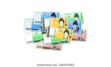 banknote vector design collection. Korean currency, won. one thousand won to fifty thousand won. suitable for your work needs