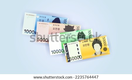 banknote vector design collection. Korean currency, won. one thousand won to fifty thousand won. suitable for your work needs