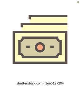Banknote vector icon design for financial graphic design element, 48x48 pixel perfect and editable stroke.