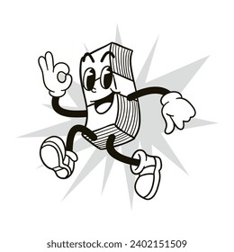 banknote vector illustration in black and white retro cartoon style