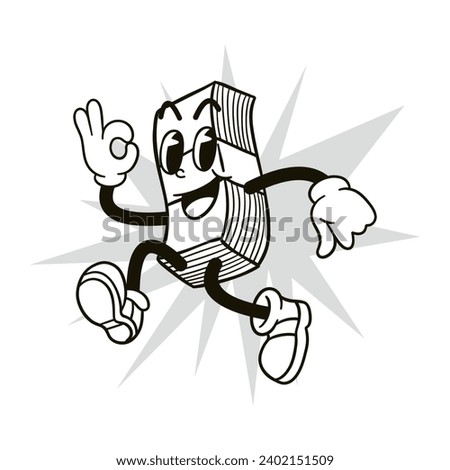 banknote vector illustration in black and white retro cartoon style