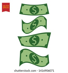 Banknotes, bills dollar money icon isolated on background.