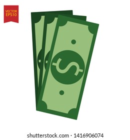 Banknotes, bills dollar money icon isolated on background.