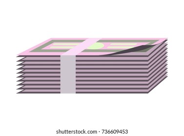 Banknotes bundle, paper money cash pack isolated vector flat icon