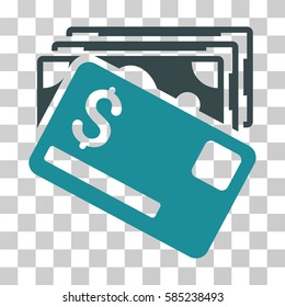 Banknotes And Card icon. Vector illustration style is flat iconic bicolor symbol, soft blue colors, transparent background. Designed for web and software interfaces.