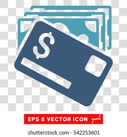 Banknotes and Card vector icon. Image style is a flat cyan and blue icon symbol.