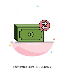Banknotes, cash, dollars, flow, money Flat Color Icon Vector