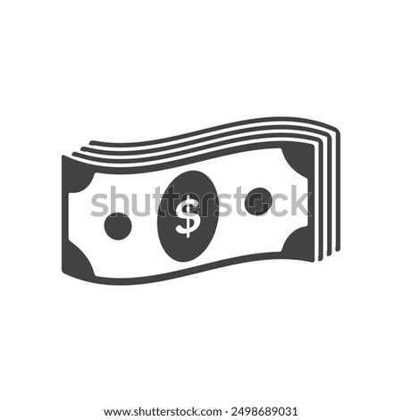 Banknotes cash stack dollar icons. Money currency bills silhouette. Vector design elements isolate.