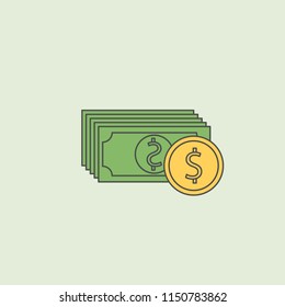 banknotes and coins icon. Element of banking icon for mobile concept and web apps. Field outline banknotes and coins icon can be used for web and mobile