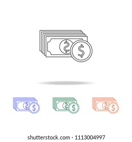 banknotes and coins icon. Elements of banking in multi colored icons. Premium quality graphic design icon. Simple icon for websites, web design, mobile app, info graphics on white background