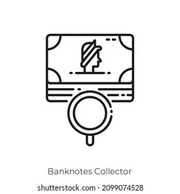 Banknotes Collector icon. Outline style icon design isolated on white background