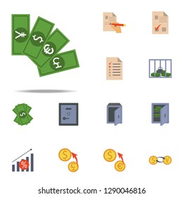 banknotes of different countries colored icon. Banking icons universal set for web and mobile