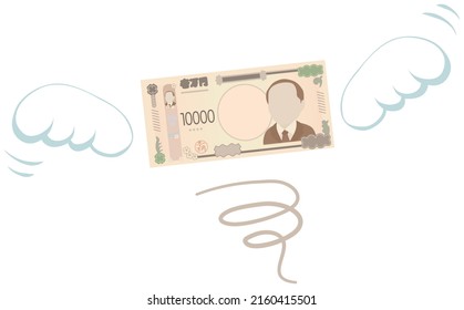 Billetes volando en algún lugar. Ilustración vectorial.
