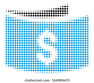 Banknotes halftone vector pictogram. Illustration style is dotted iconic Banknotes icon symbol on a white background. Halftone matrix is round blots.
