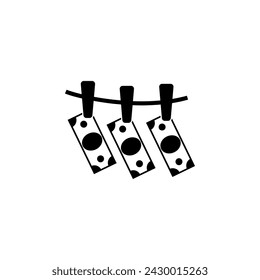Banknotes Hanging on a Clothesline flat vector icon. Simple solid symbol isolated on white background