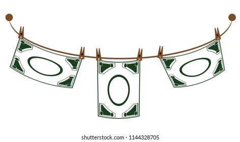Banknotes hung to dry.