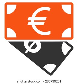 Banknotes icon from Business Bicolor Set. This flat vector symbol uses orange and gray colors, rounded angles, and isolated on a white background.
