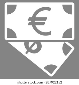 Banknotes icon from Business Bicolor Set. This flat vector symbol uses white color, rounded angles, and isolated on a gray background.