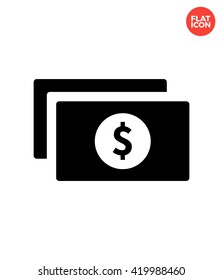 Banknotes Icon Flat Style Isolated Vector Illustration