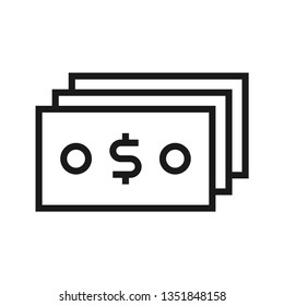 Banknotes icon. Stroke outline style. Vector. Isolate on white background.